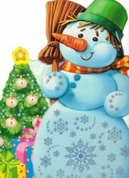 Плакат новогодний. Снеговик (вырубка)